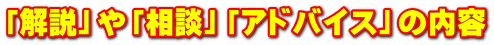 「解説」や「相談」「アドバイス」の内容